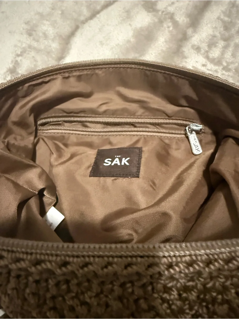 The SAK Woven Shoulder Bag in Taupe